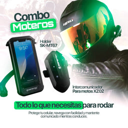 ¡Combo Moteros! Intercomunicador XZ02 + Holder SK-MT67
