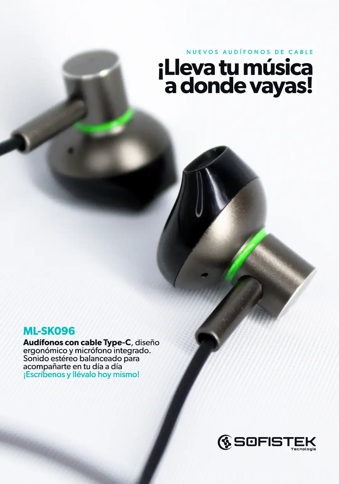 Audifonos de Cable ML-SK096 - Entrada Tipo C