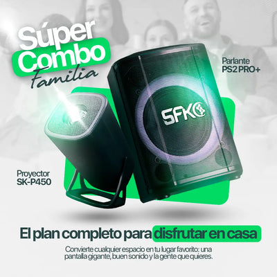 ¡Súper Combo Familia! Parlante PS2PRO+ Proyector SK-P450